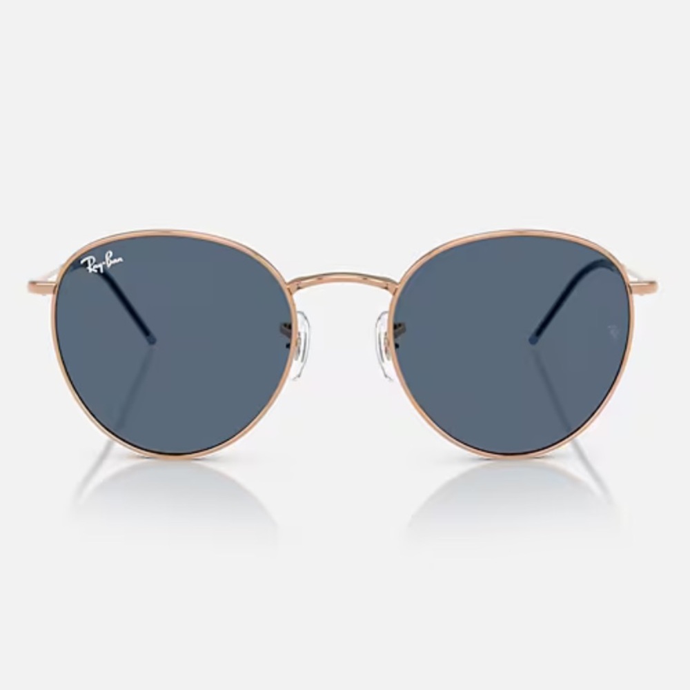 Ray-Ban Round Sunglasses with Blue Lenses and Gold Frame